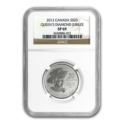 2012 1/4 oz Silver Canadian $20 Diamond Jubilee Coin SP-69 NGC